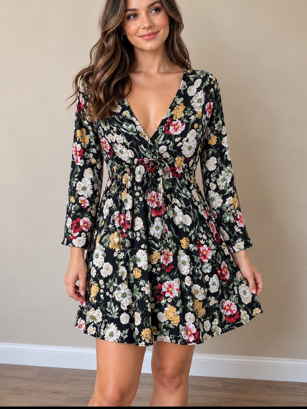 Anthro Paper Crane Floral dress M lined lightweight